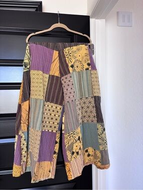 Jayli Patchwork Maxi Skirt in Yellow, Purple & Green